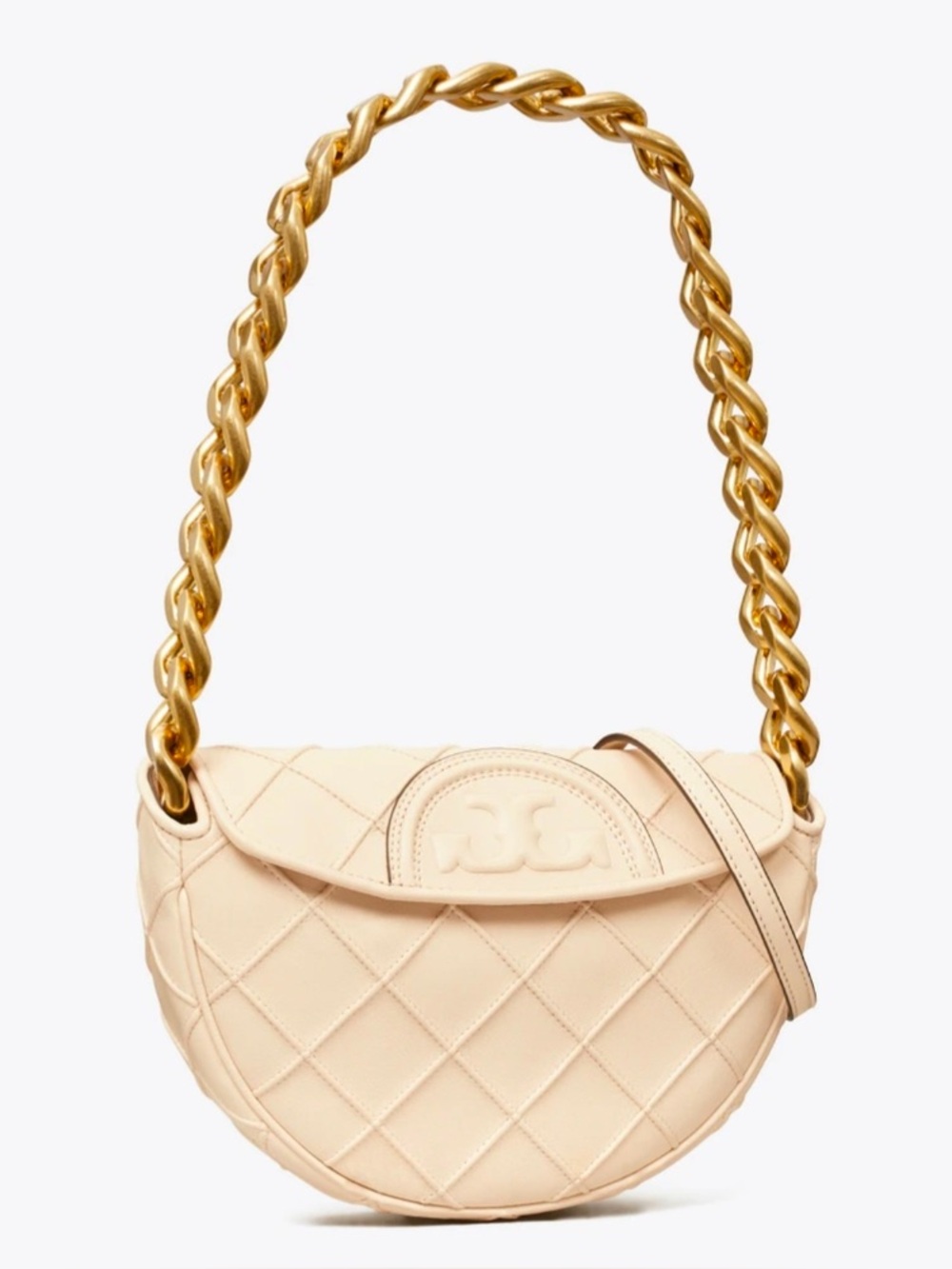 Tory Burch Mini Fleming Soft Crescent Bag Quilted Leather Crossbody Shoulder Bag